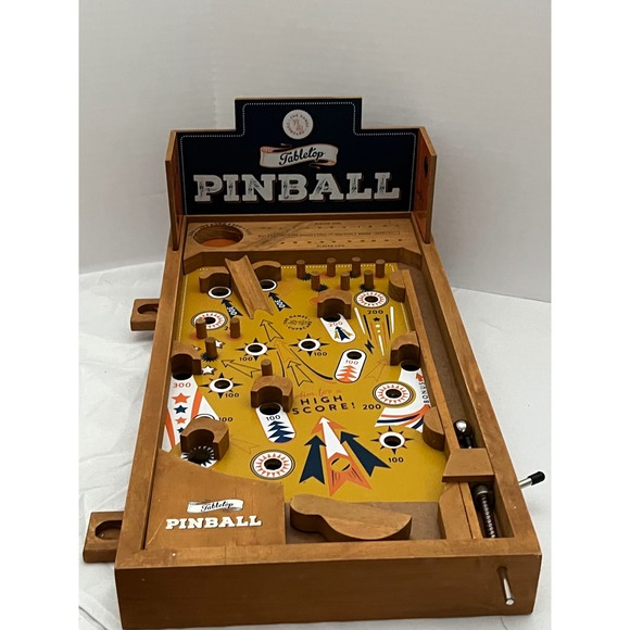 Tabletop Pinball Wooden Arcade‎ Game Retro Family Fun With Metal Balls - Picture 3 of 6